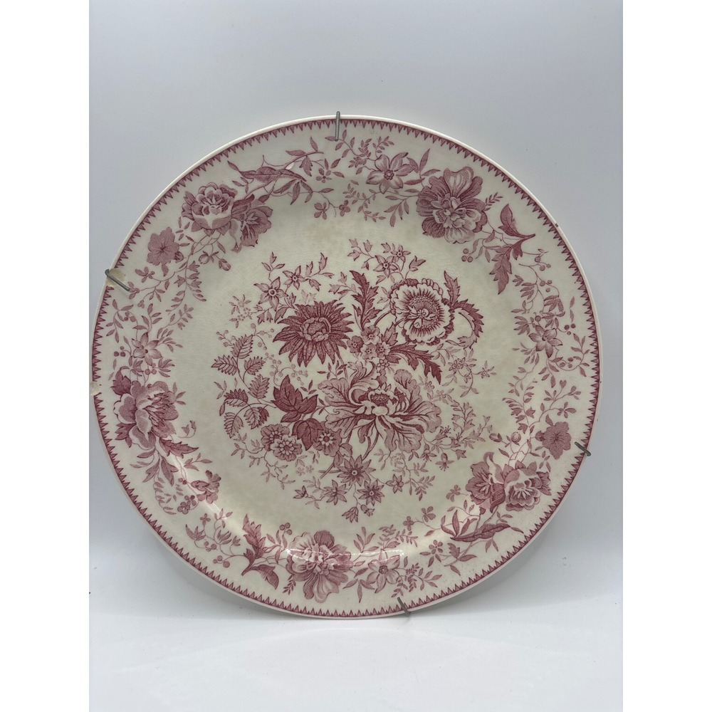 Vintage Taylor Smith Taylor red Floral Transferware Dinner Plate 9 36 4 10 inch
